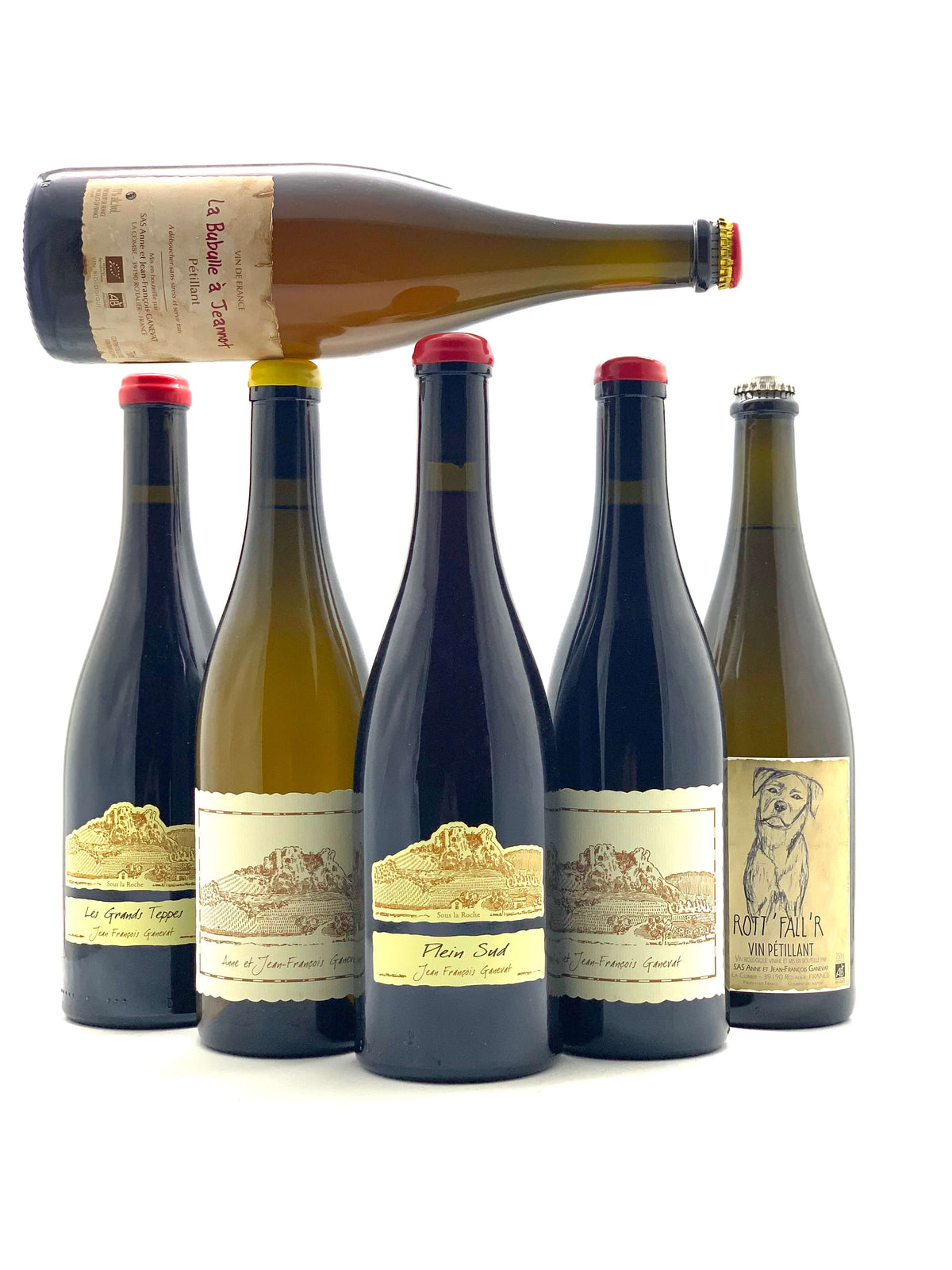 Jean-Francois Ganevat - a line-up of Jean-Francois Ganevat bottles from the Jura