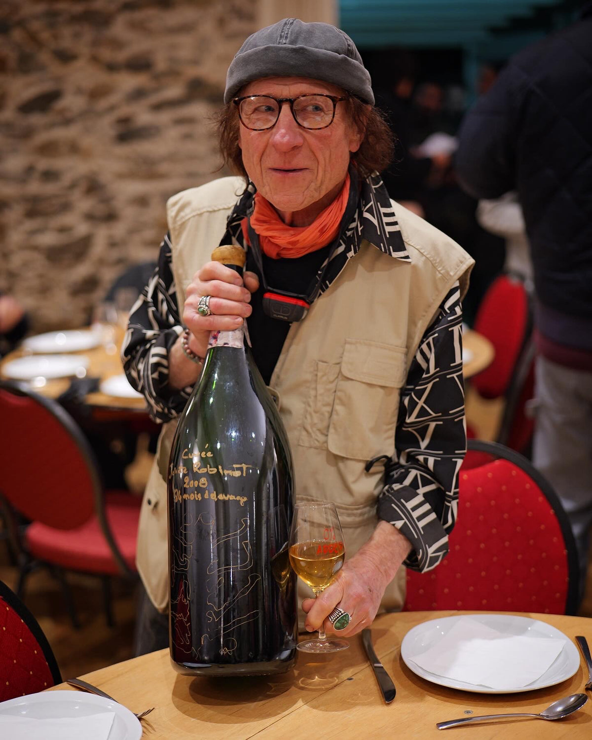 Jean-Pierre Robinot - the winemaker of Les Vignes de l'Angevin with a magnum