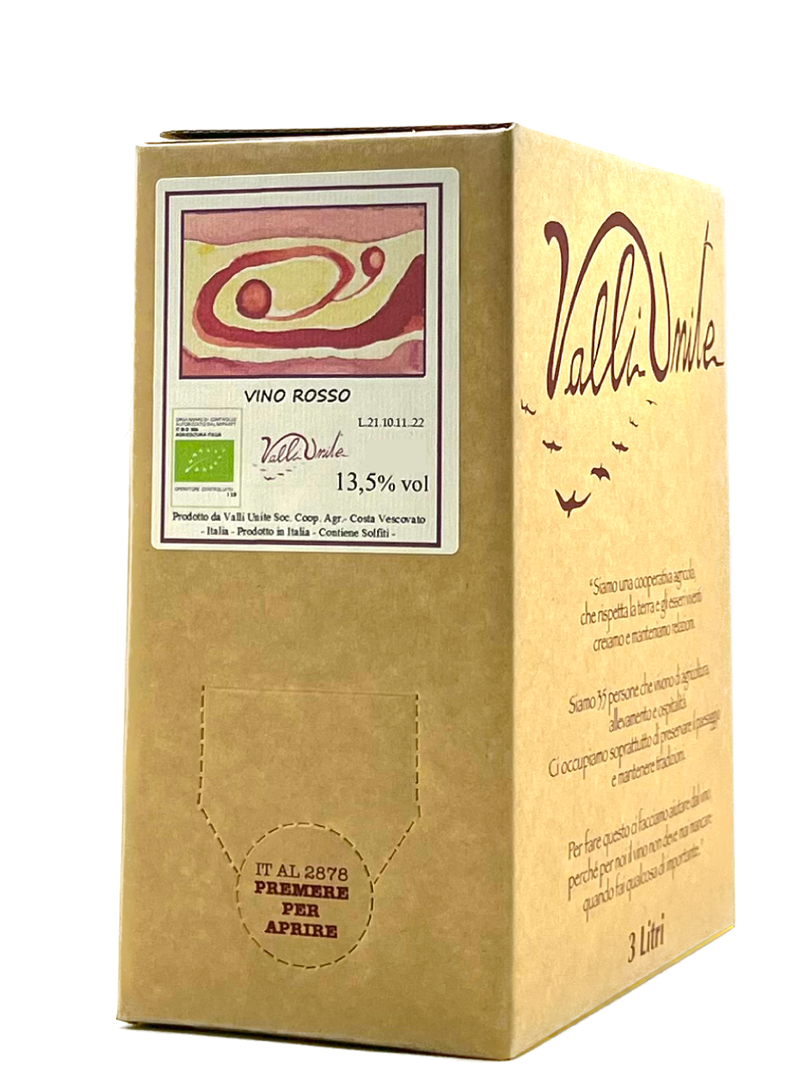 Bag in Box Rosso 3 litre | Natural Wine by Valli Unite.